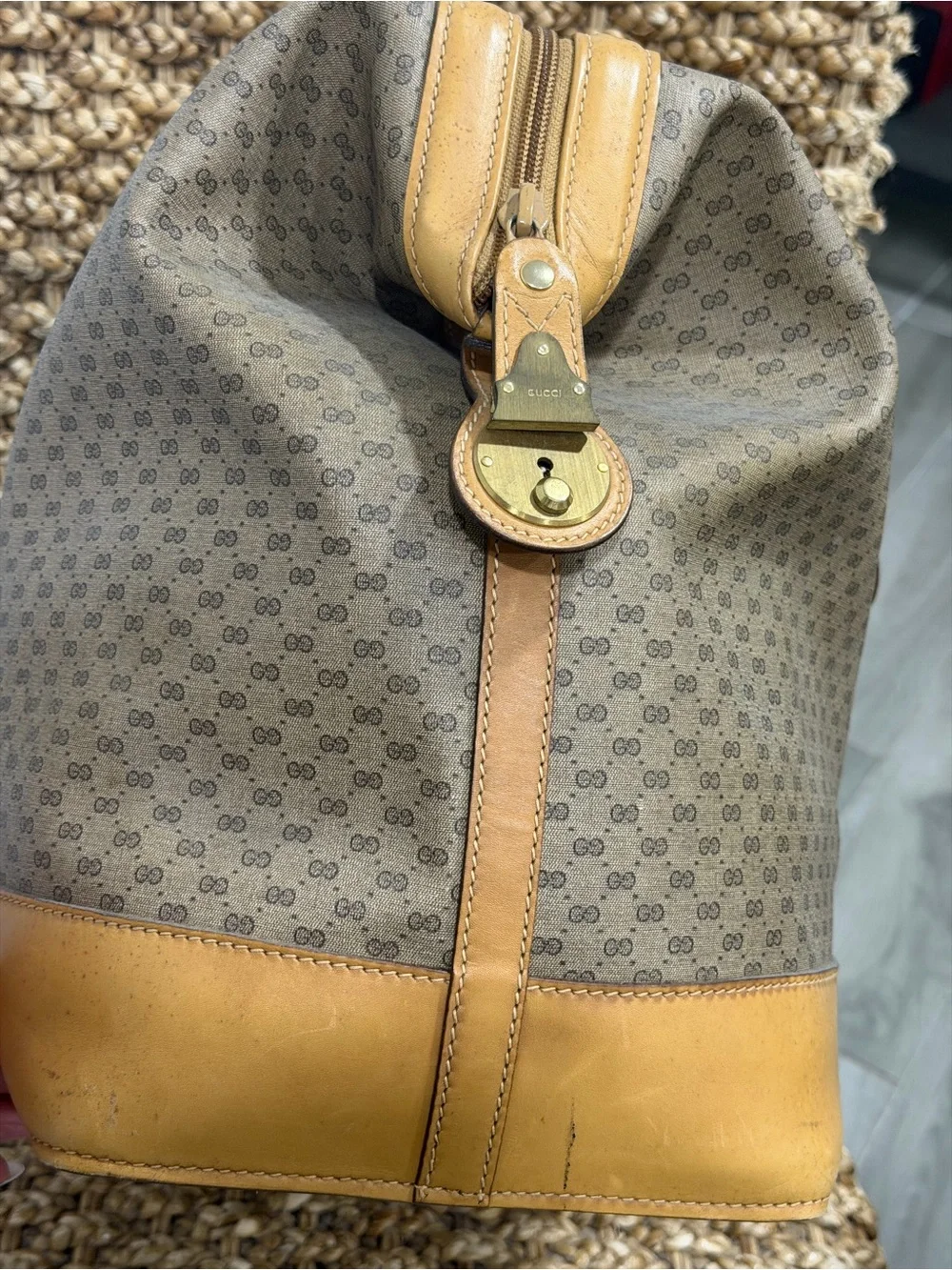 Vintage Gucci Micro GG Supreme Boston Travel Bag